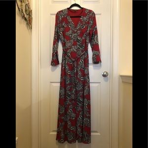 Express Burgundy Floral Shirt Maxi Dress